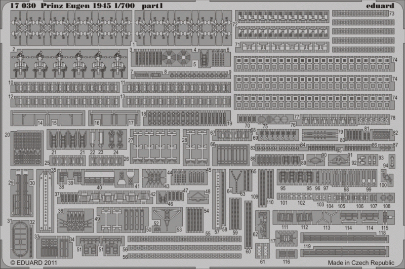 Prinz Eugen 1945 Photoetched set - Eduard 17030