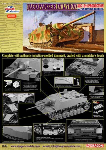Jagdpanzer IV L/70(V) w/Zimmerit Aug 1944 Výroba - DML 6589