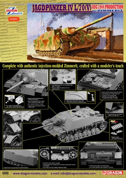 Jagdpanzer IV L/70(V) w/Zimmerit Sierpień 1944 Produkcja - DML 6589