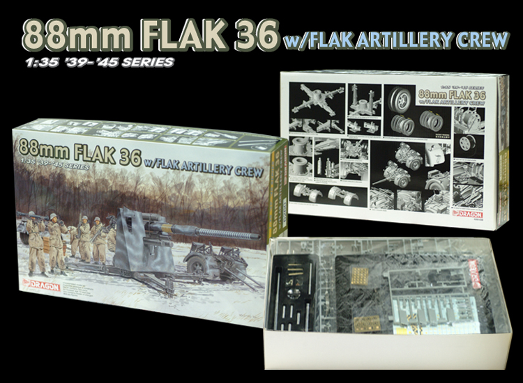 88mm FLAK 36 w/FLAK ARTILLERIEBEMANNING - DML 6260