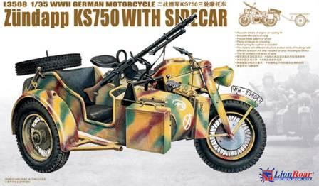 Segunda Guerra Mundial Alemán Zundapp KS-750 con Sidecar - Lion Roar LR3508