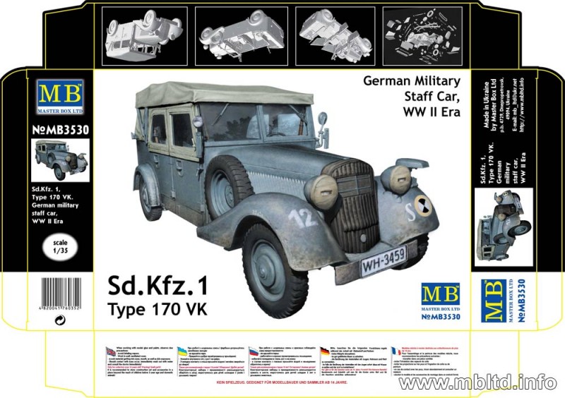 Sd. Kfz. 1 Type 170 VK - German Military Staff car - Master Box MB3530