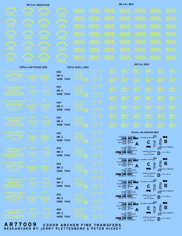 Archer AR77009 - Assortiment de 0,50 cal, 0,30 cal, 25Pdr et 37 mm pochoirs boîte